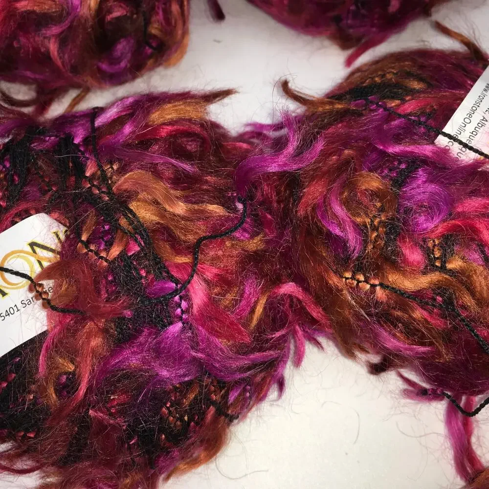 Ironstone Whimsy Yarn Fairy Mohair Blend *Lot 11* Black Pink Orange Eyelash Fur